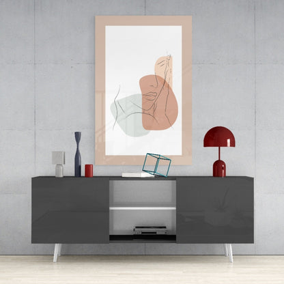 Couple Line Portrait Glass Wall Art