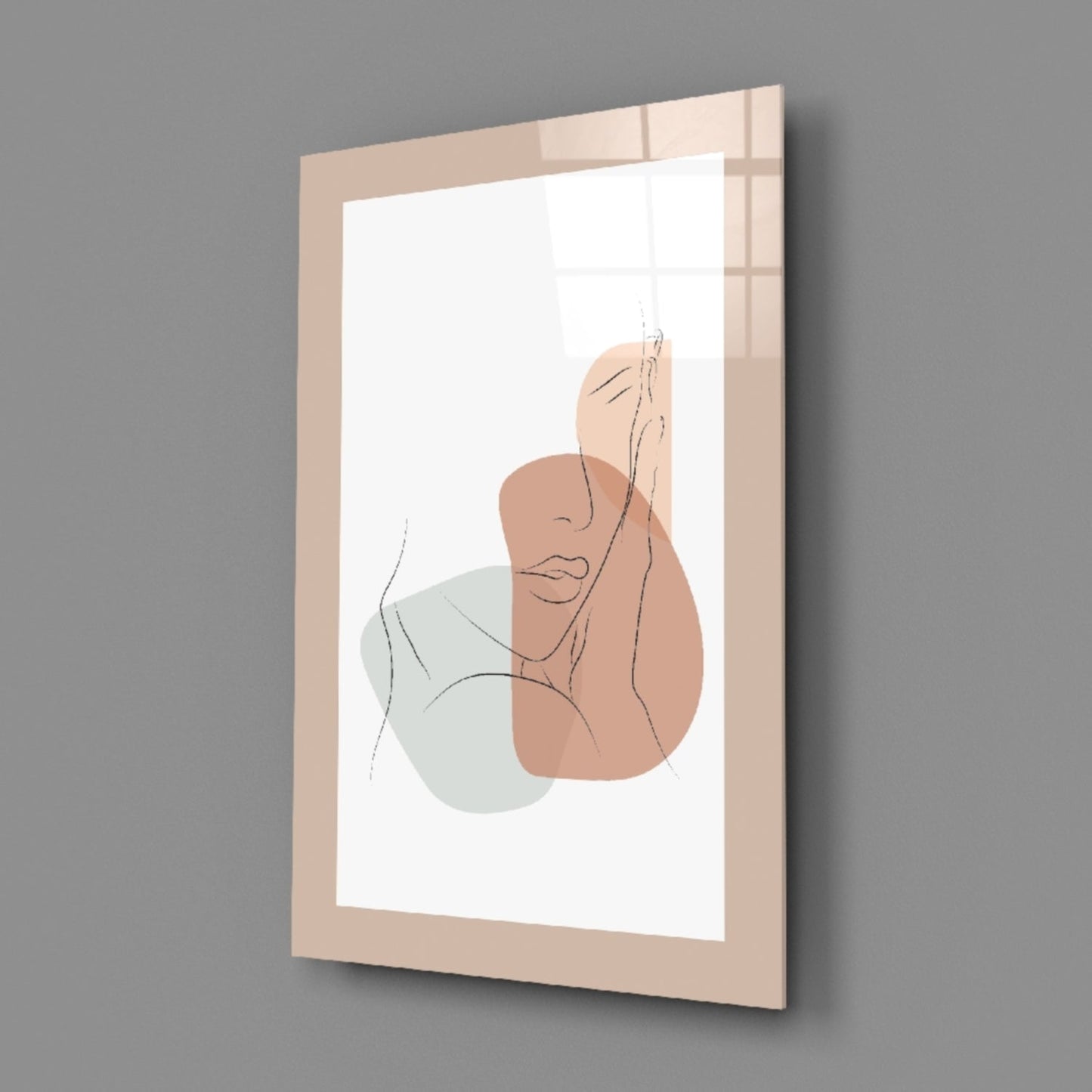 Couple Line Portrait Glass Wall Art