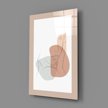 Couple Line Portrait Glass Wall Art