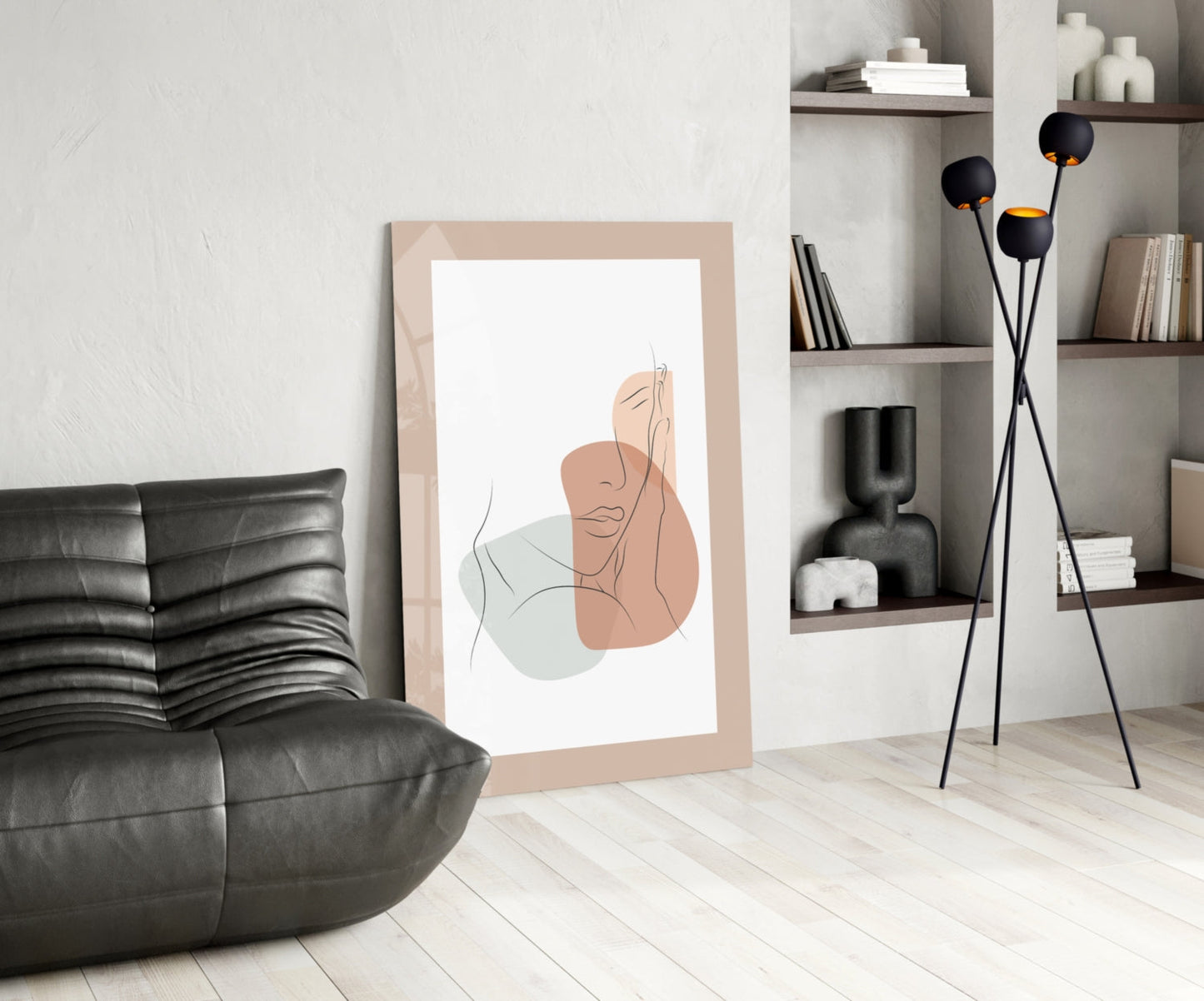 Couple Line Portrait Glass Wall Art