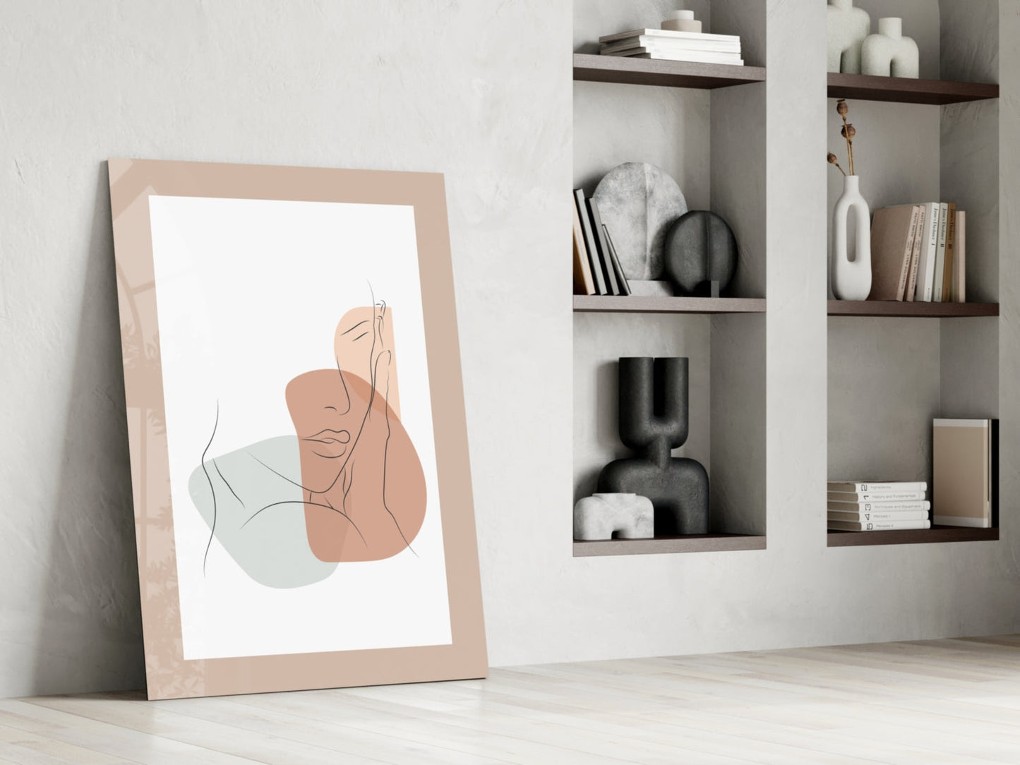 Couple Line Portrait Glass Wall Art