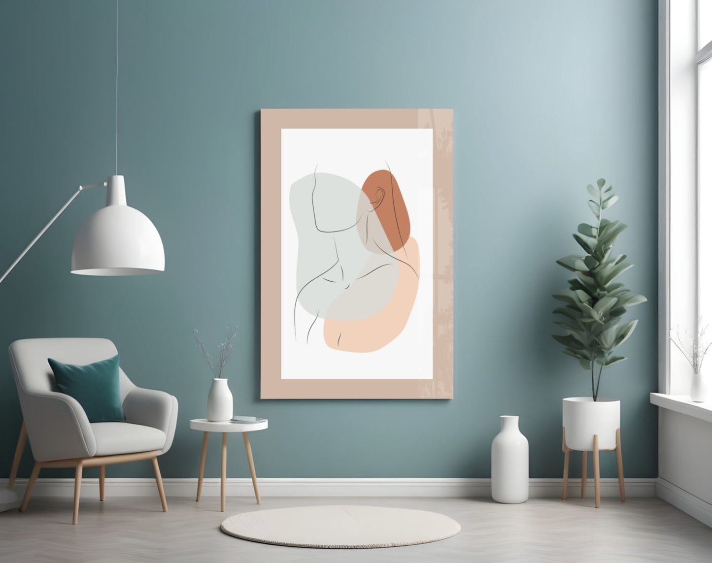 Seated Line Abstract Glass Wall Art