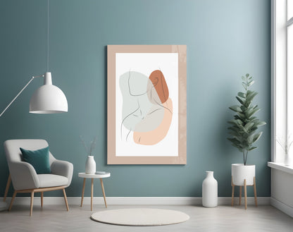 Seated Line Abstract Glass Wall Art