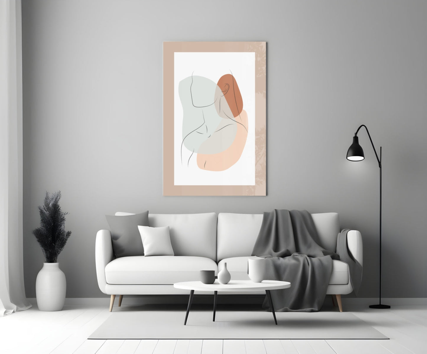 Seated Line Abstract Glass Wall Art