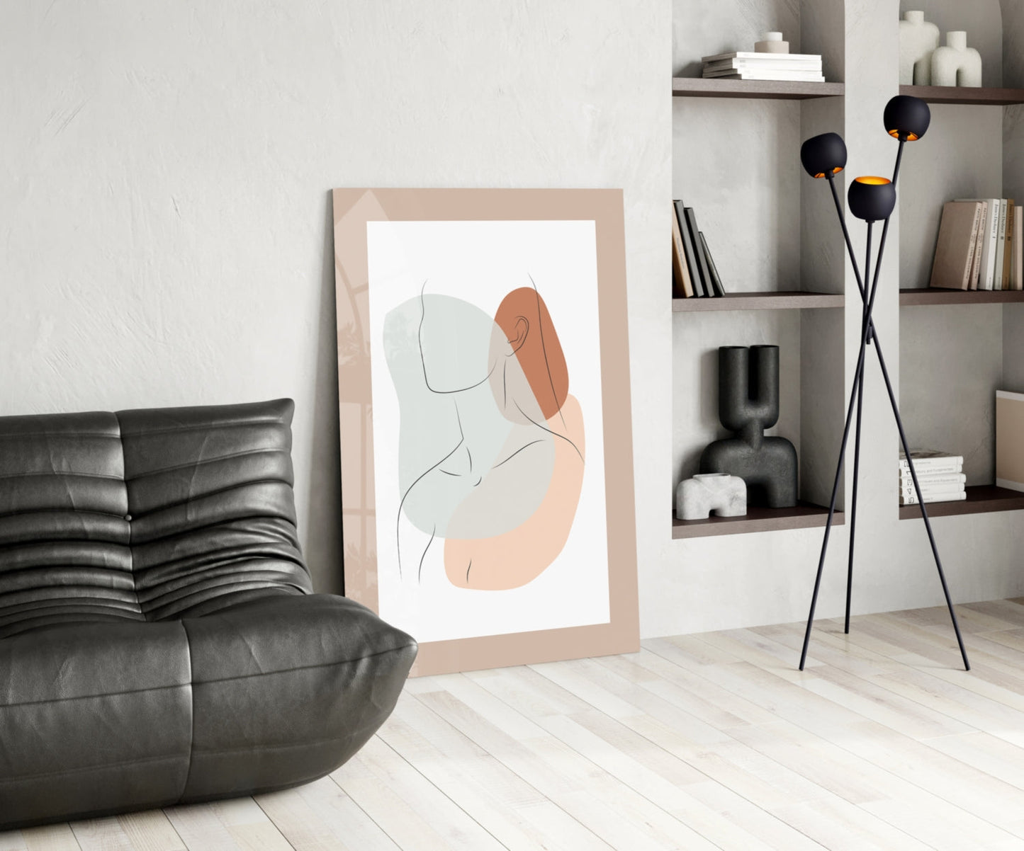 Seated Line Abstract Glass Wall Art