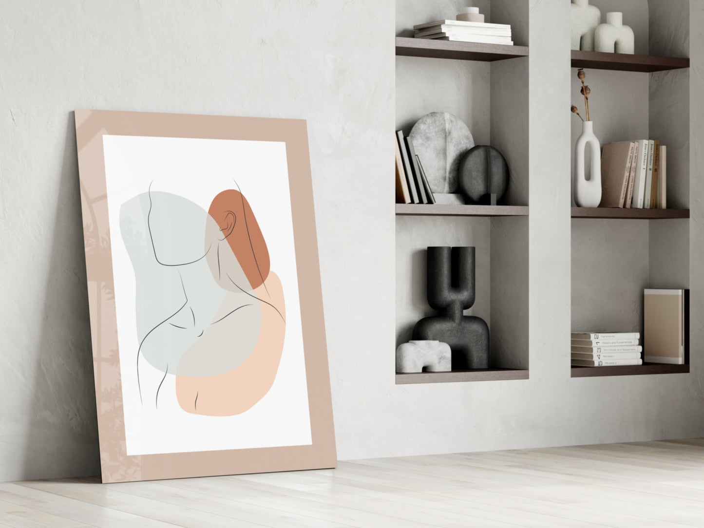 Seated Line Abstract Glass Wall Art