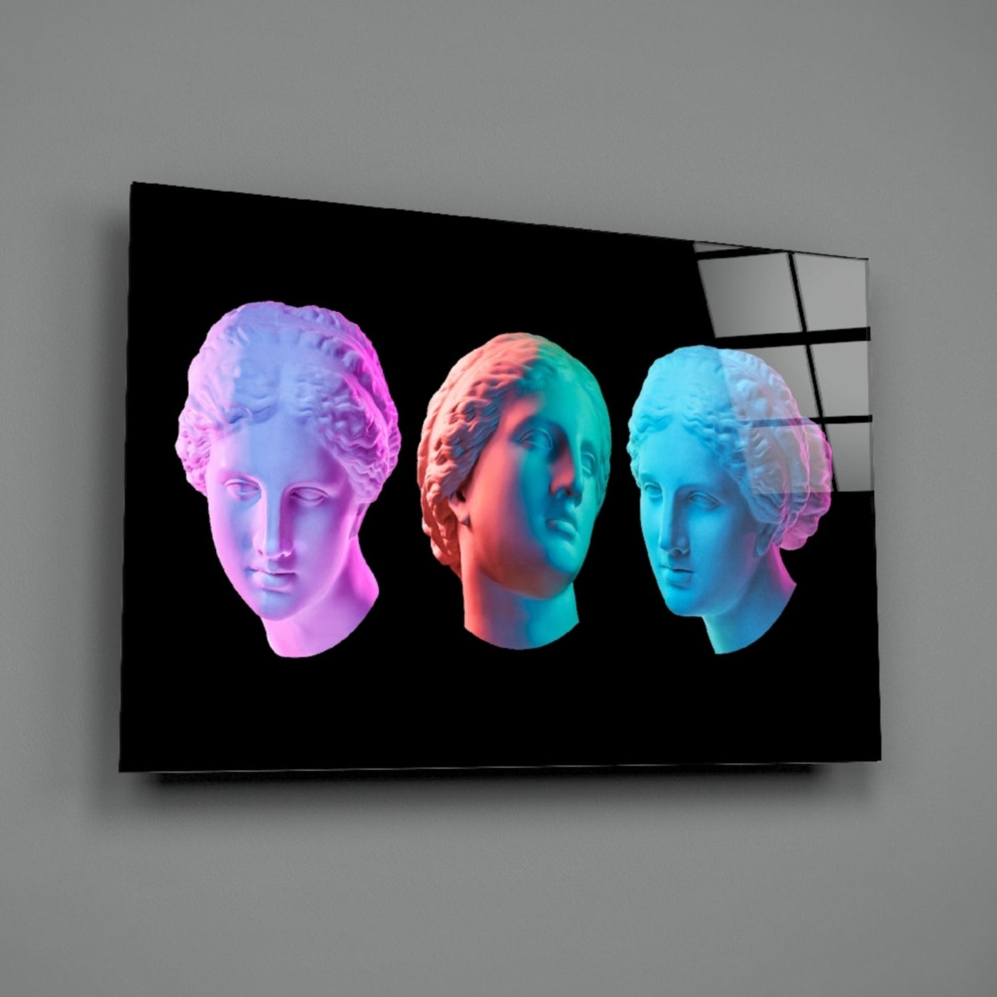 Neon Pastel Marble Busts Glass Wall Art