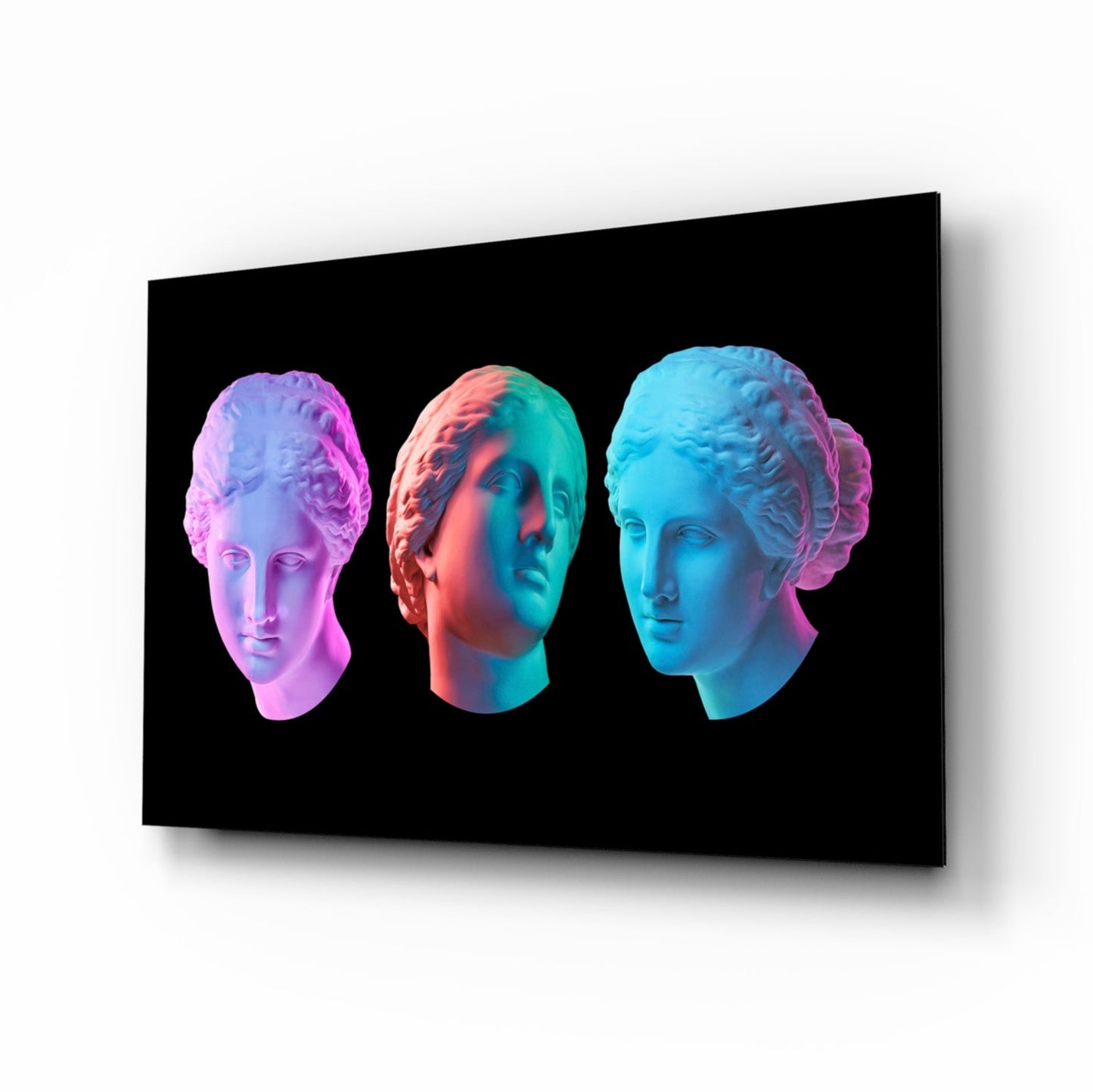 Neon Pastel Marble Busts Glass Wall Art