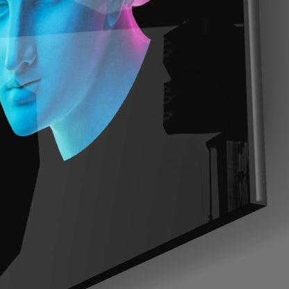 Neon Pastel Marble Busts Glass Wall Art
