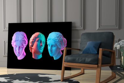 Neon Pastel Marble Busts Glass Wall Art