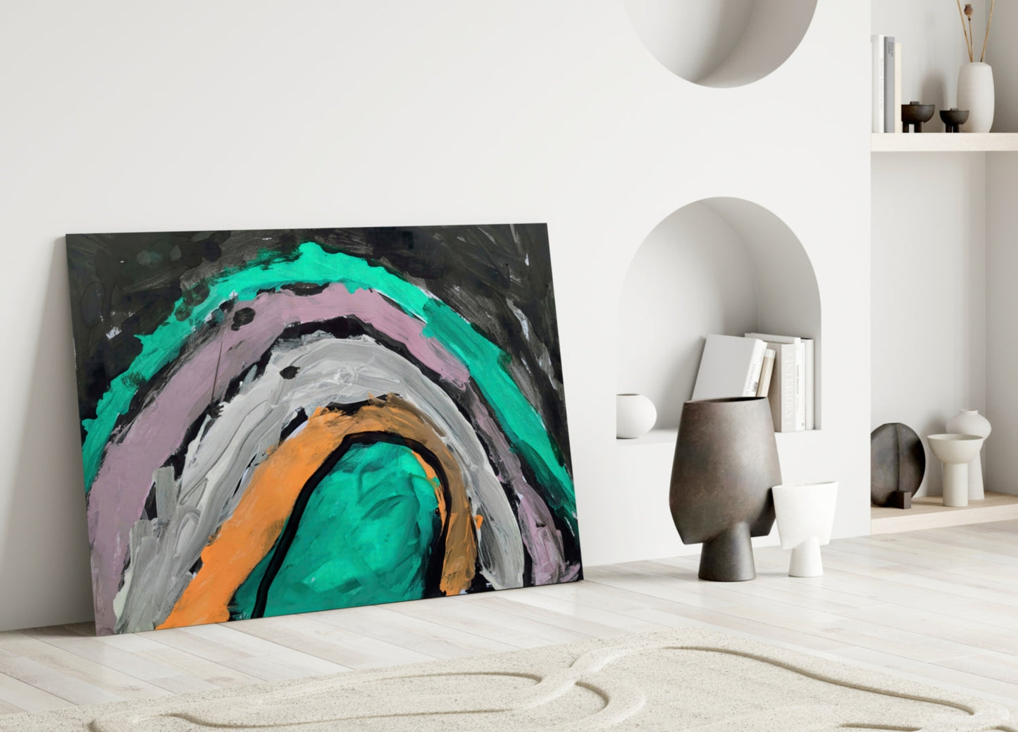 Selmin Arcs Abstract Glass Wall Art