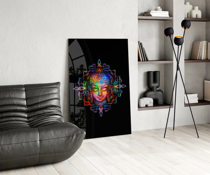 Neon Buddha Glass Wall Art