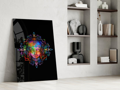 Neon Buddha Glass Wall Art