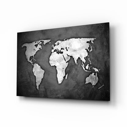 Grunge World Map Glass Wall Art