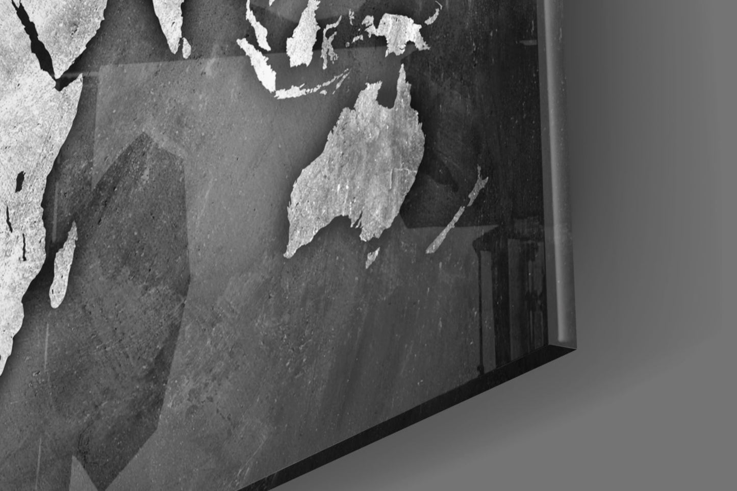 Grunge World Map Glass Wall Art