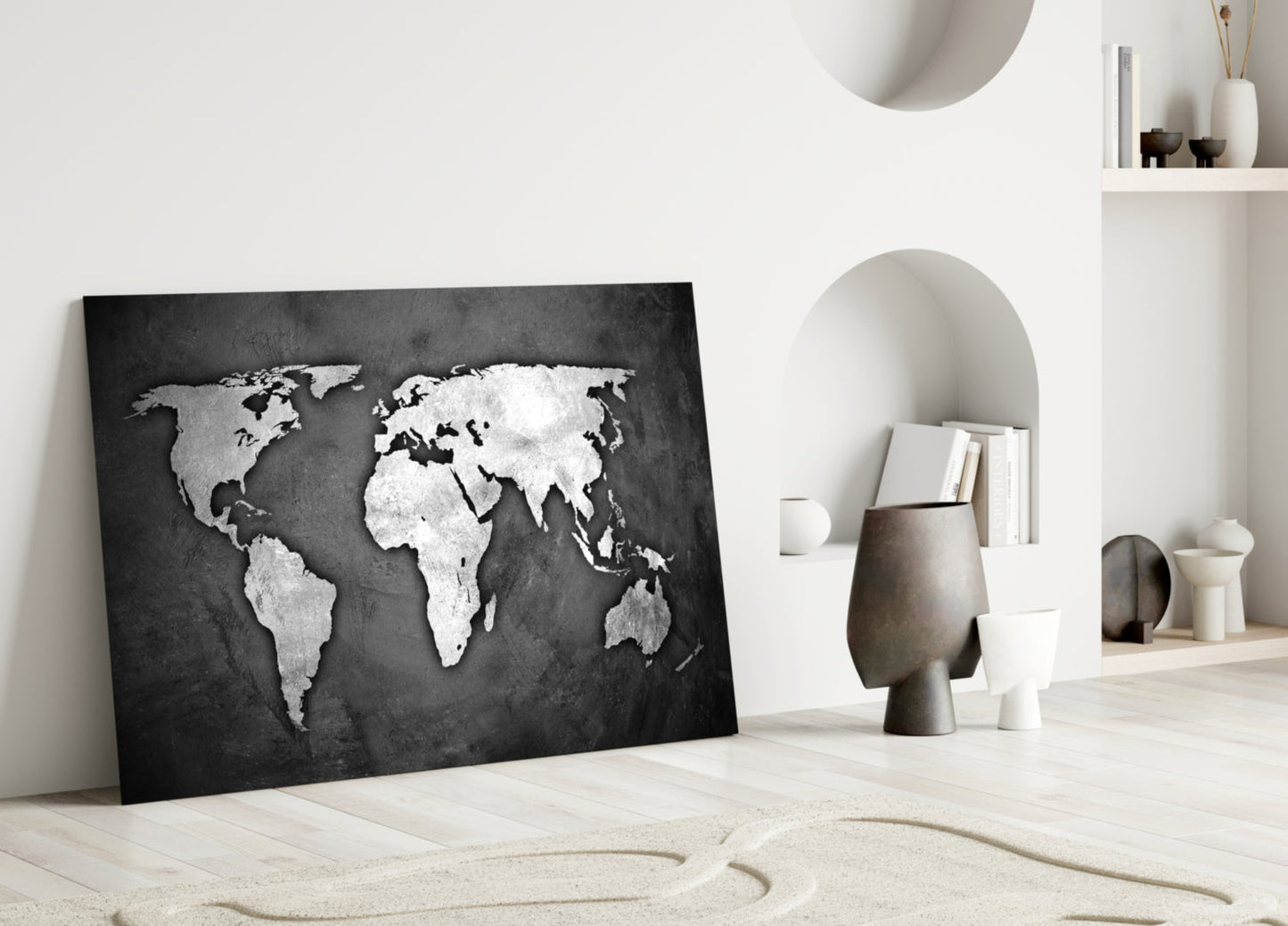Grunge World Map Glass Wall Art