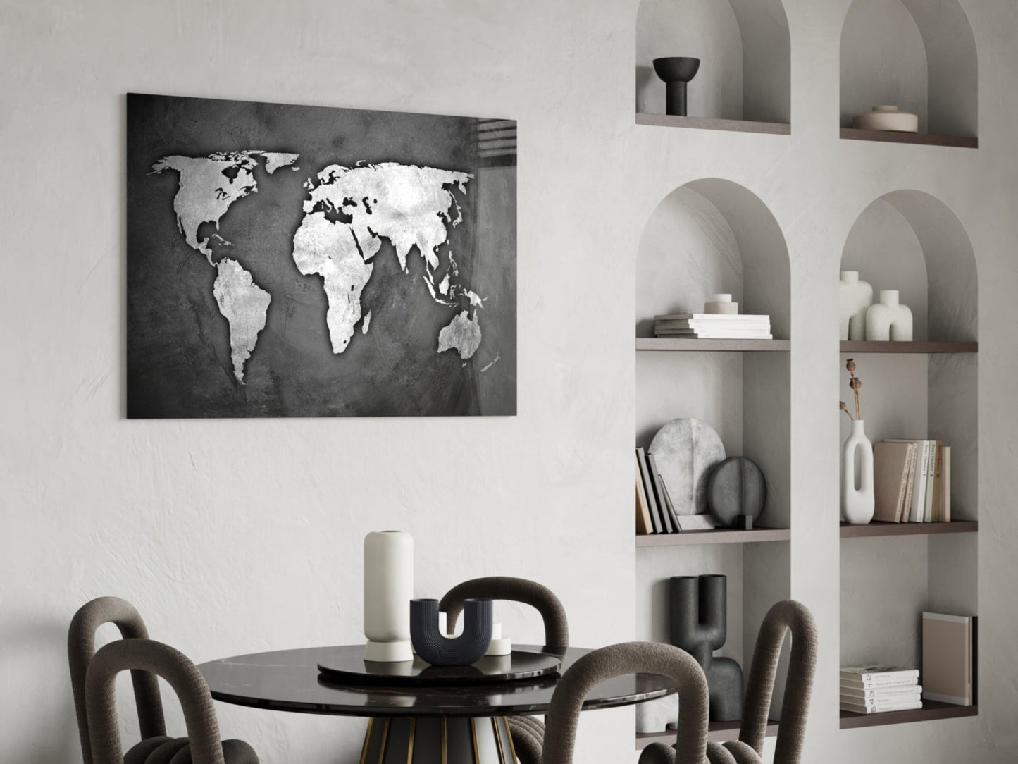 Grunge World Map Glass Wall Art