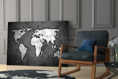 Grunge World Map Glass Wall Art