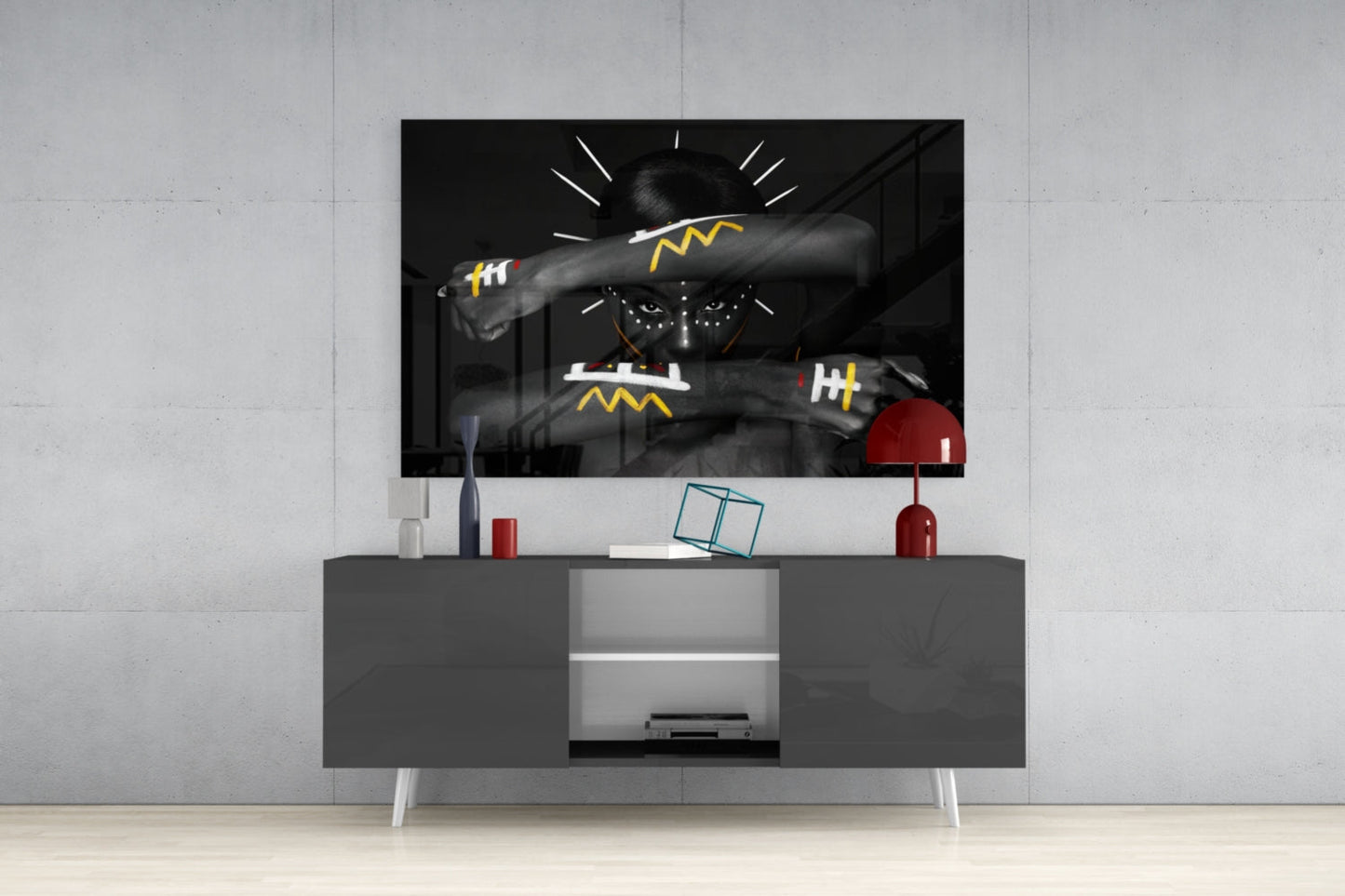 Tribal Spirit Portrait Glass Wall Art