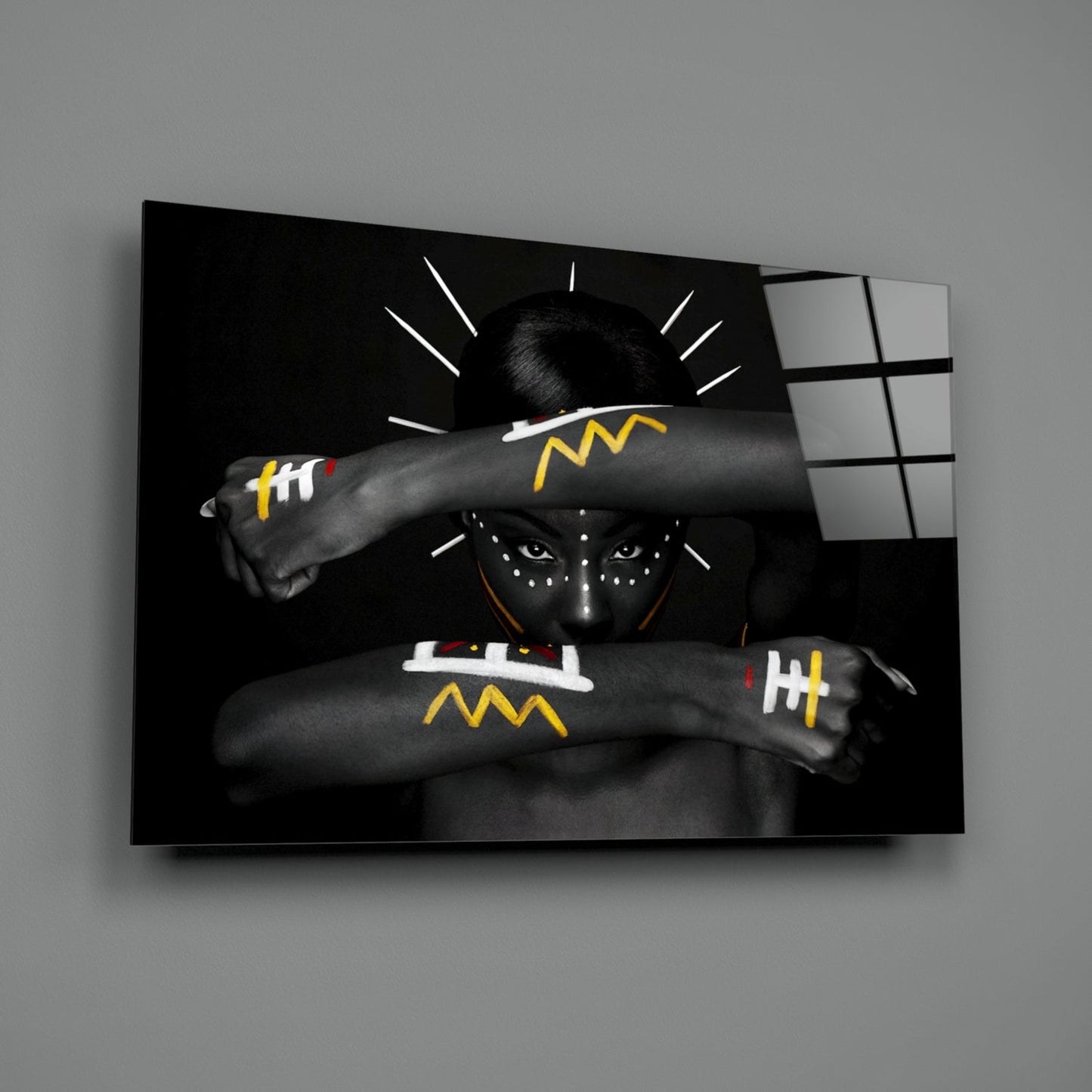 Tribal Spirit Portrait Glass Wall Art