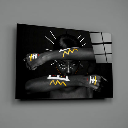Tribal Spirit Portrait Glass Wall Art