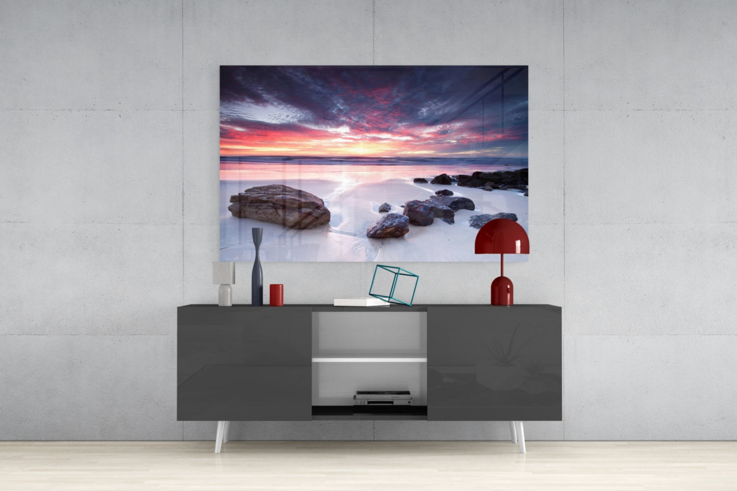 Beach Sunset Glass Wall Art