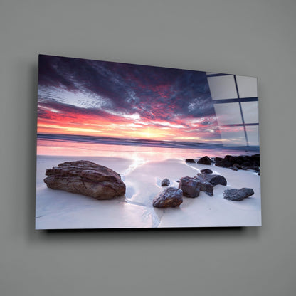 Beach Sunset Glass Wall Art