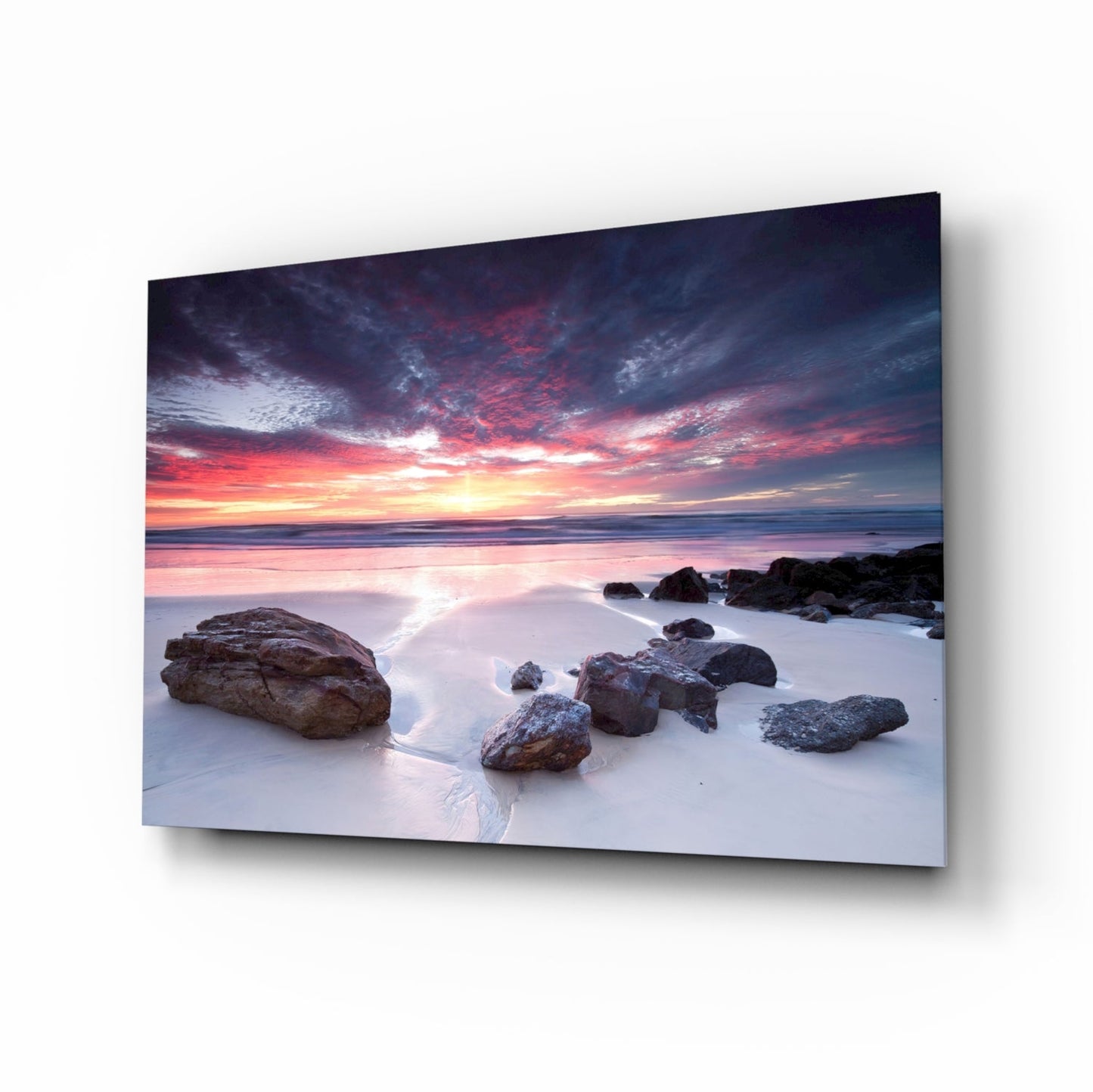 Beach Sunset Glass Wall Art