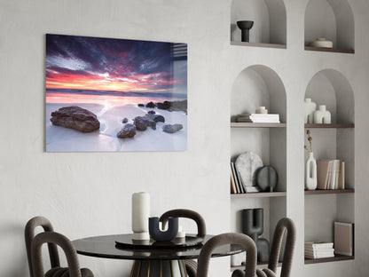 Beach Sunset Glass Wall Art
