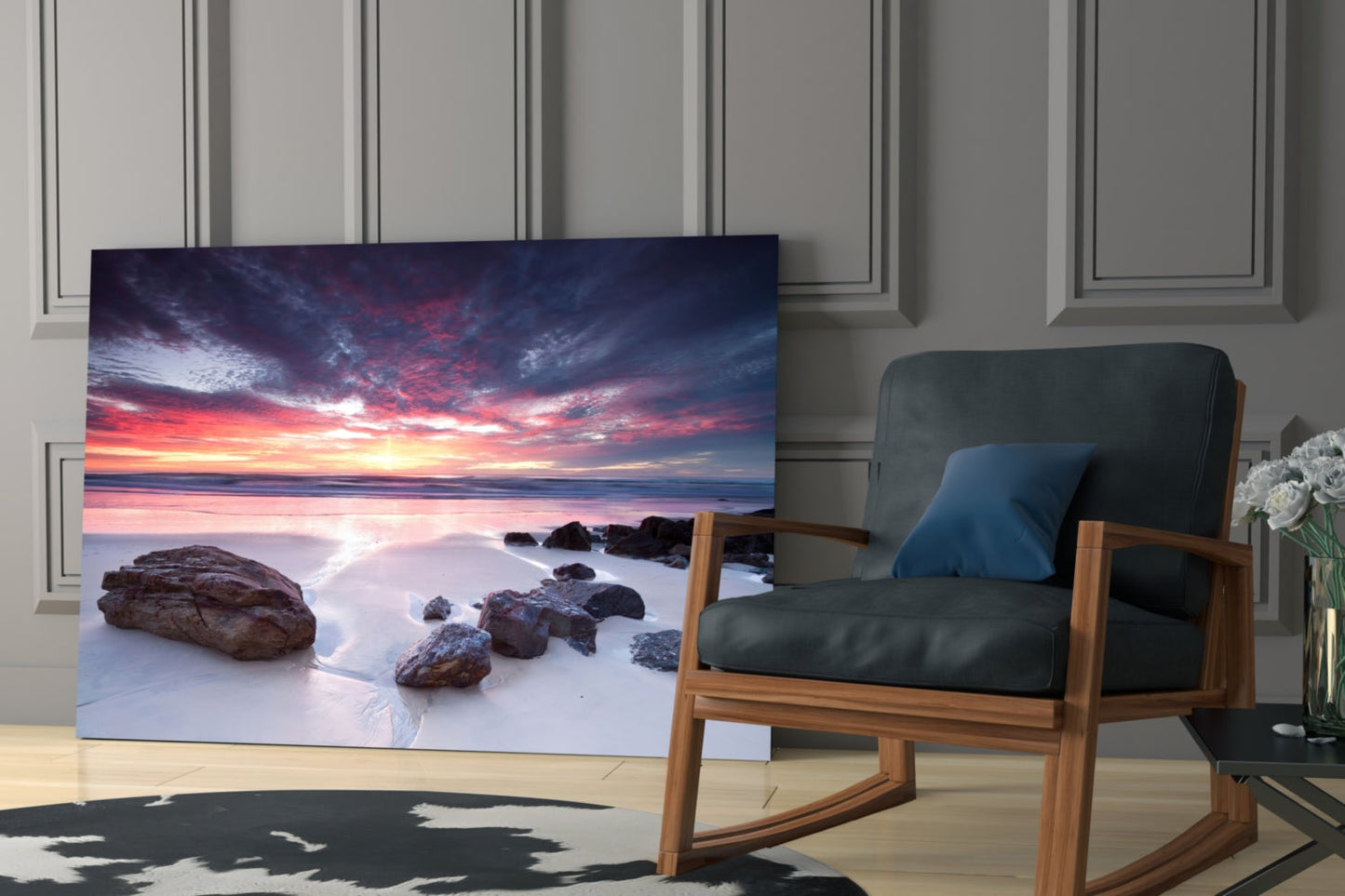 Beach Sunset Glass Wall Art