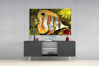 Copperband Butterflyfish Glass Wall Art