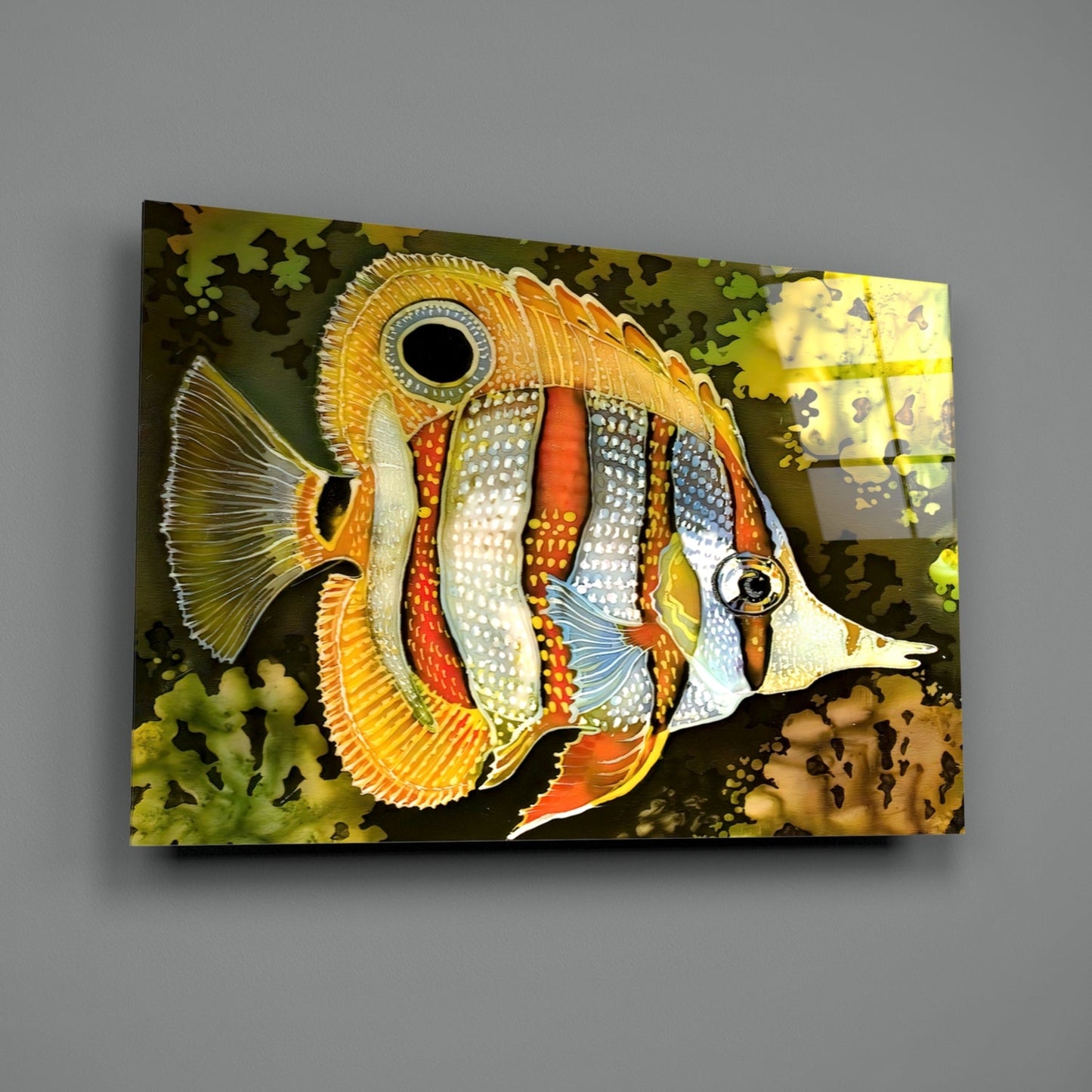 Copperband Butterflyfish Glass Wall Art