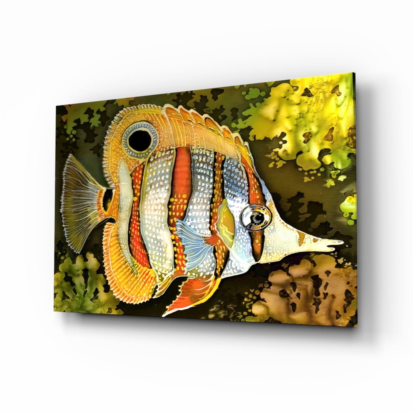 Copperband Butterflyfish Glass Wall Art