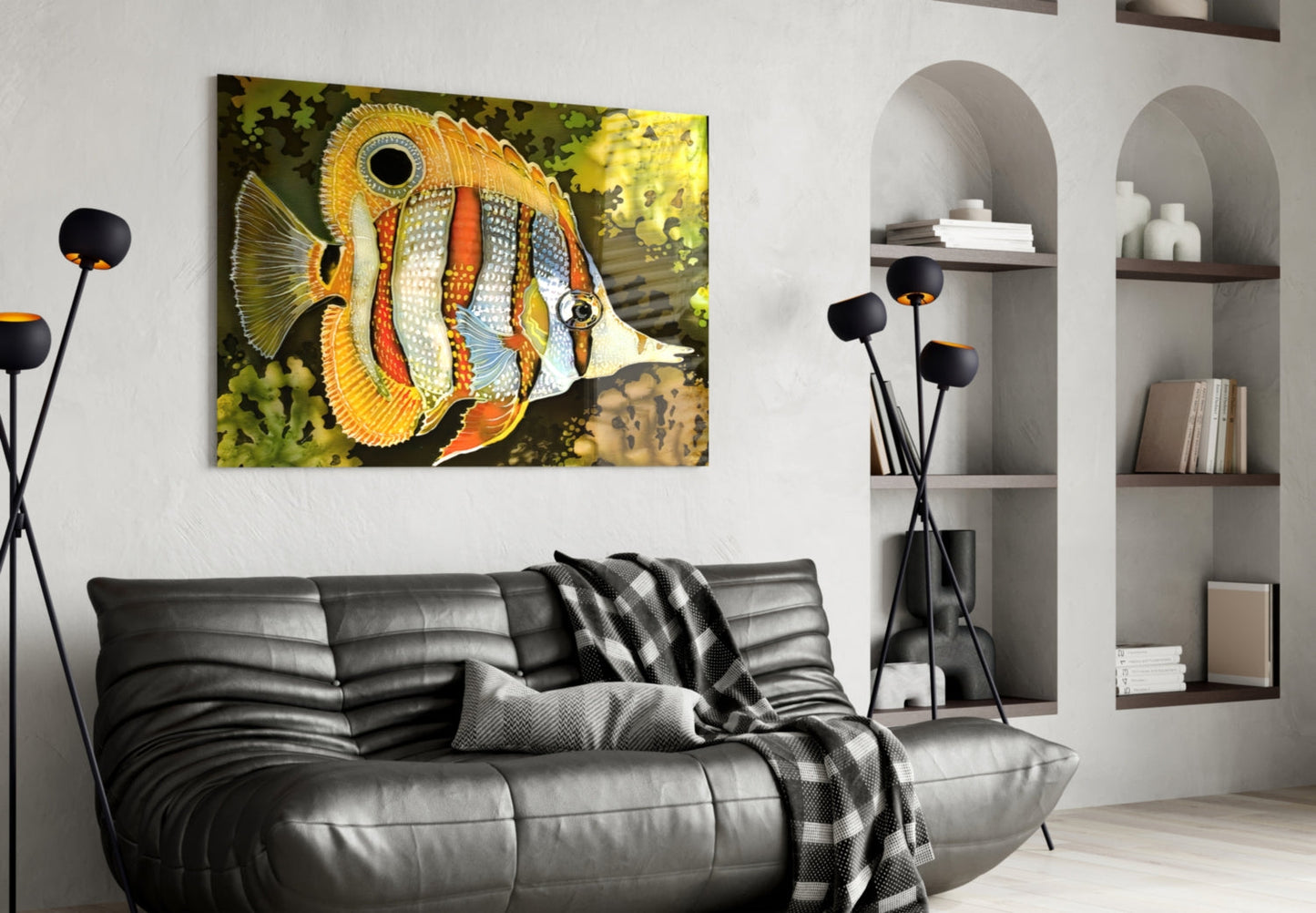 Copperband Butterflyfish Glass Wall Art