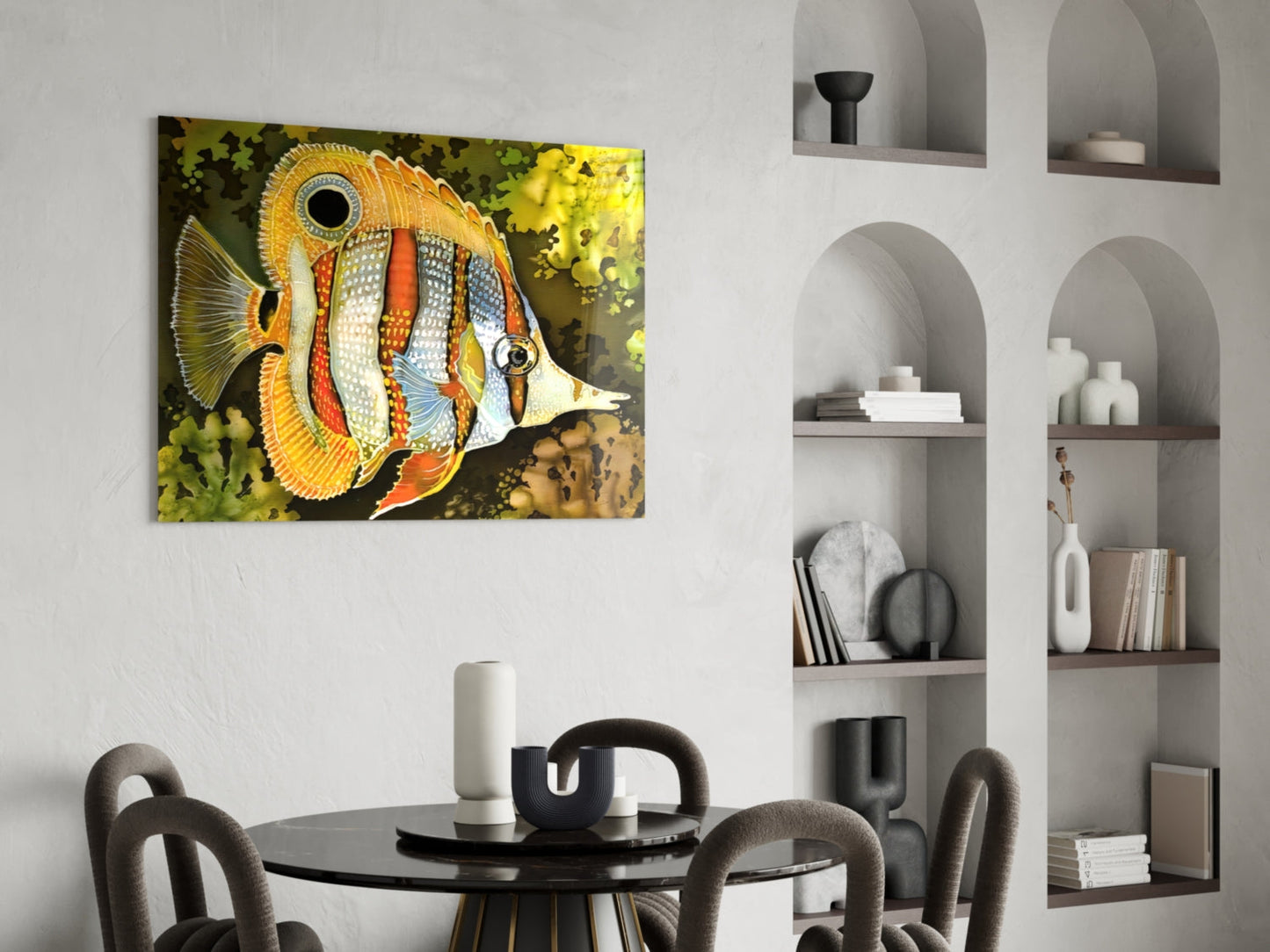 Copperband Butterflyfish Glass Wall Art