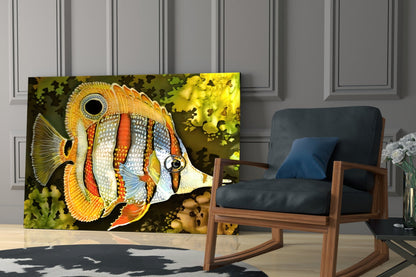 Copperband Butterflyfish Glass Wall Art