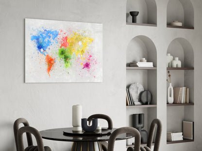 Watercolor World Map Glass Wall Art