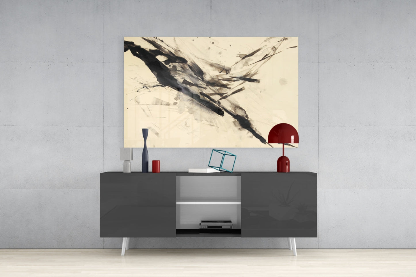 Sumi Ink Zen Abstract Glass Wall Art