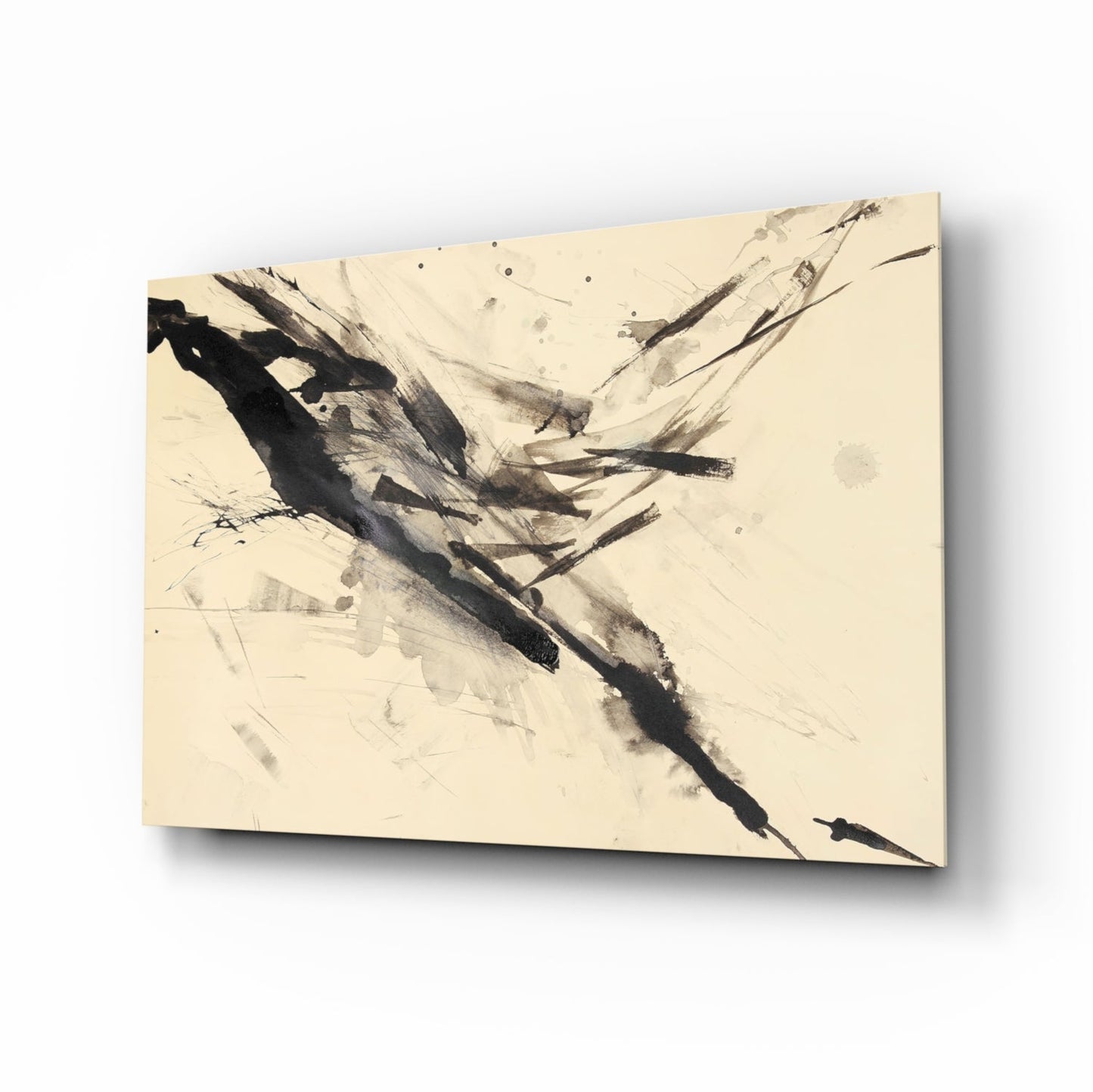 Sumi Ink Zen Abstract Glass Wall Art
