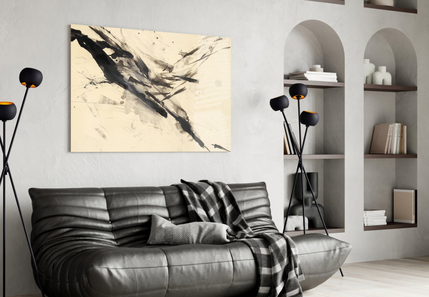 Sumi Ink Zen Abstract Glass Wall Art