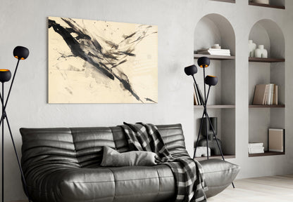 Sumi Ink Zen Abstract Glass Wall Art