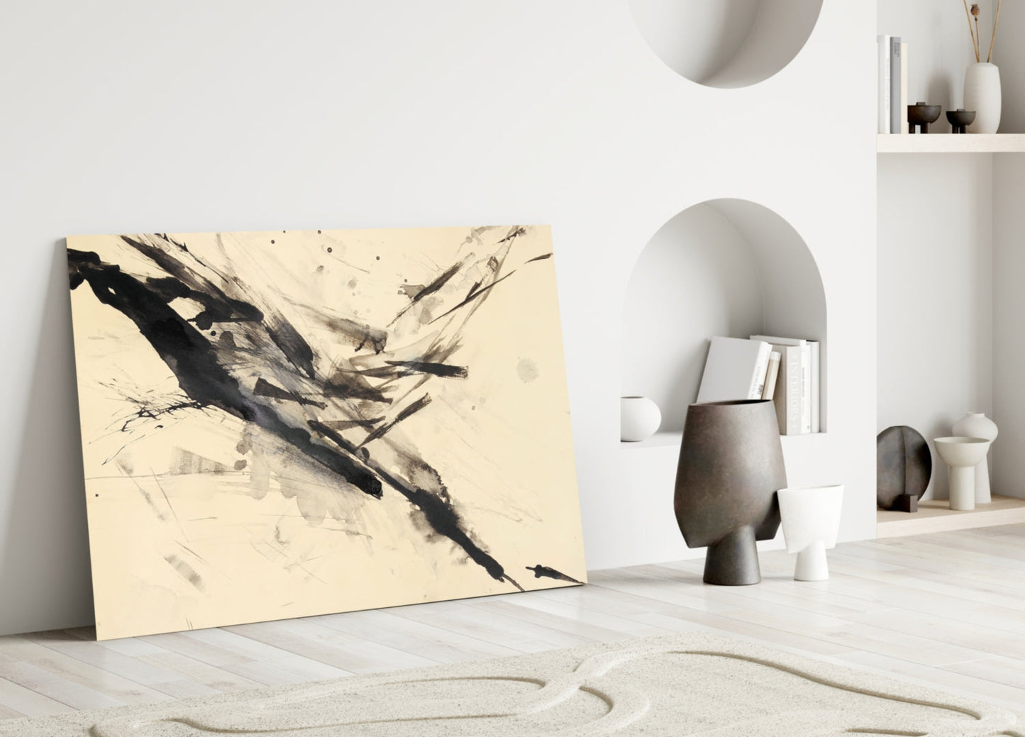 Sumi Ink Zen Abstract Glass Wall Art