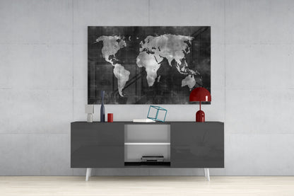 Chalkboard World Map Glass Wall Art