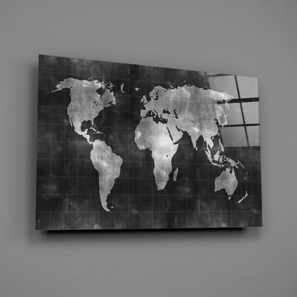 Chalkboard World Map Glass Wall Art
