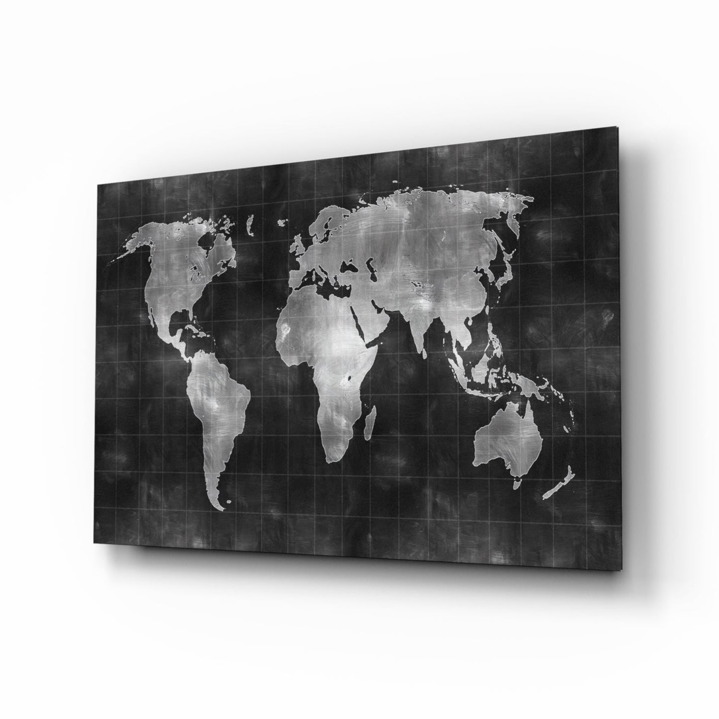 Chalkboard World Map Glass Wall Art