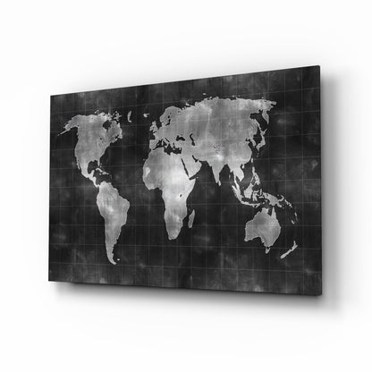 Chalkboard World Map Glass Wall Art