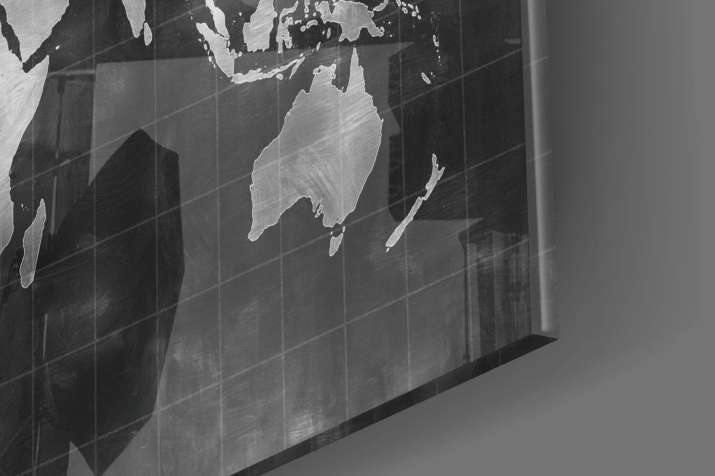 Chalkboard World Map Glass Wall Art