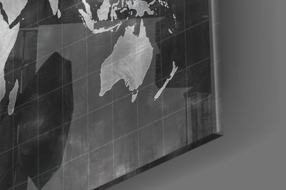Chalkboard World Map Glass Wall Art