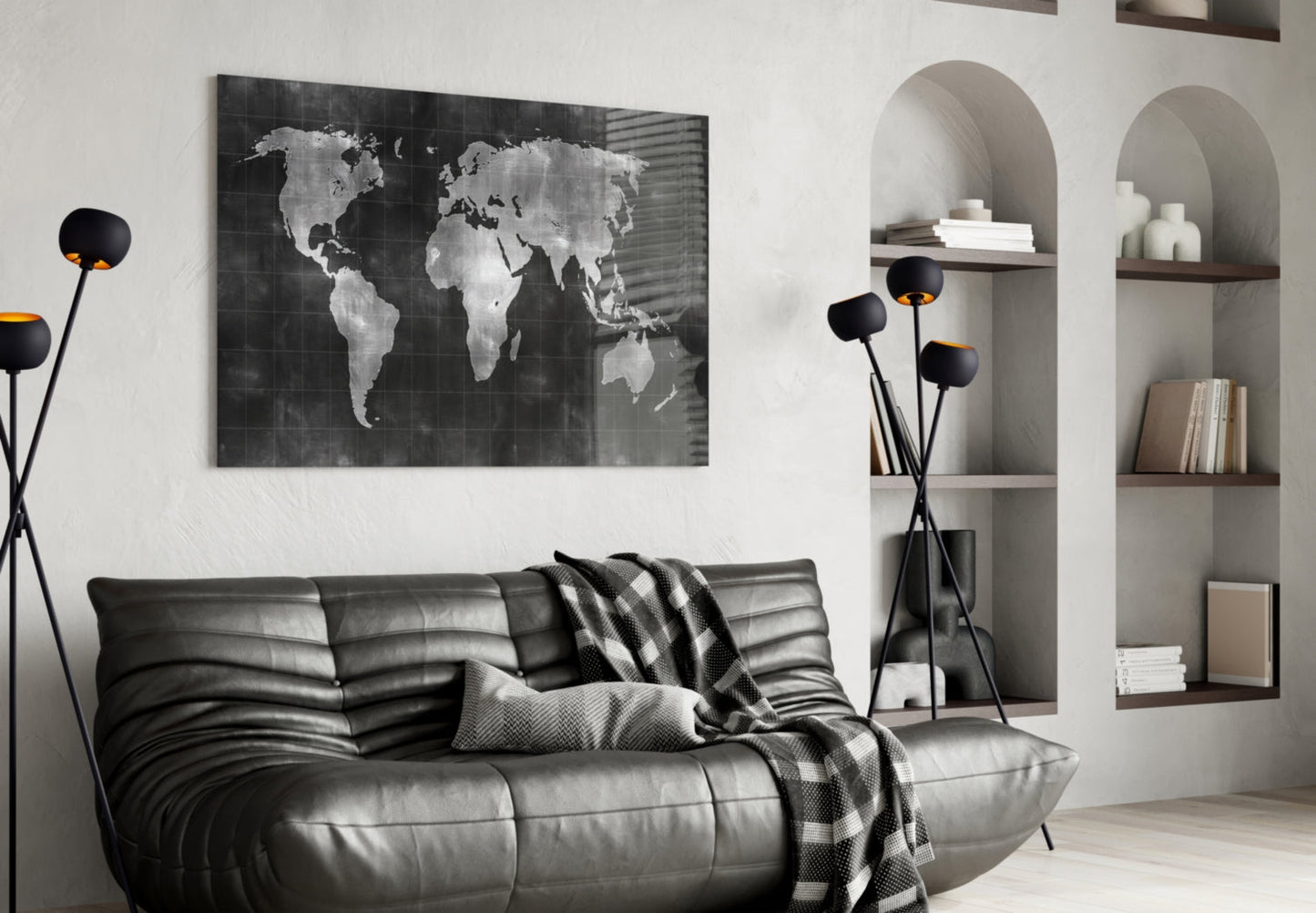 Chalkboard World Map Glass Wall Art