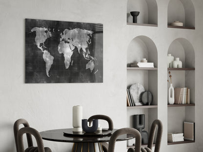 Chalkboard World Map Glass Wall Art